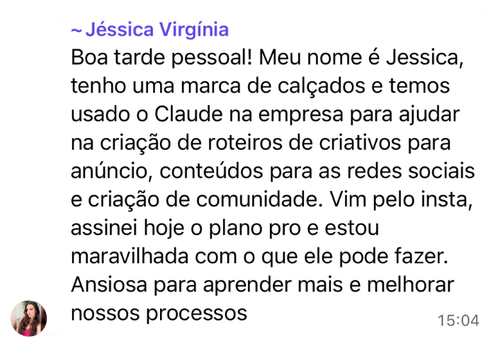 Depoimento da comunidade