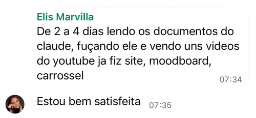 Depoimento da comunidade