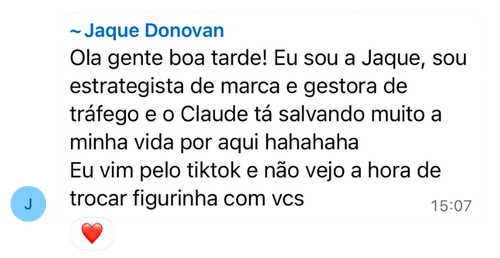 Depoimento da comunidade